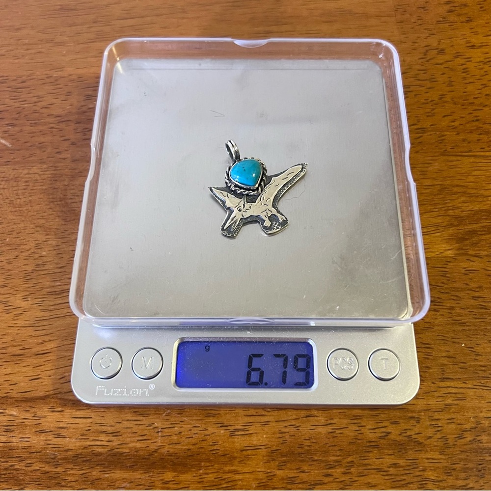 925 Sterling Silver Turquoise Dinosaur Pendant | Southwestern - Picture 13 of 13